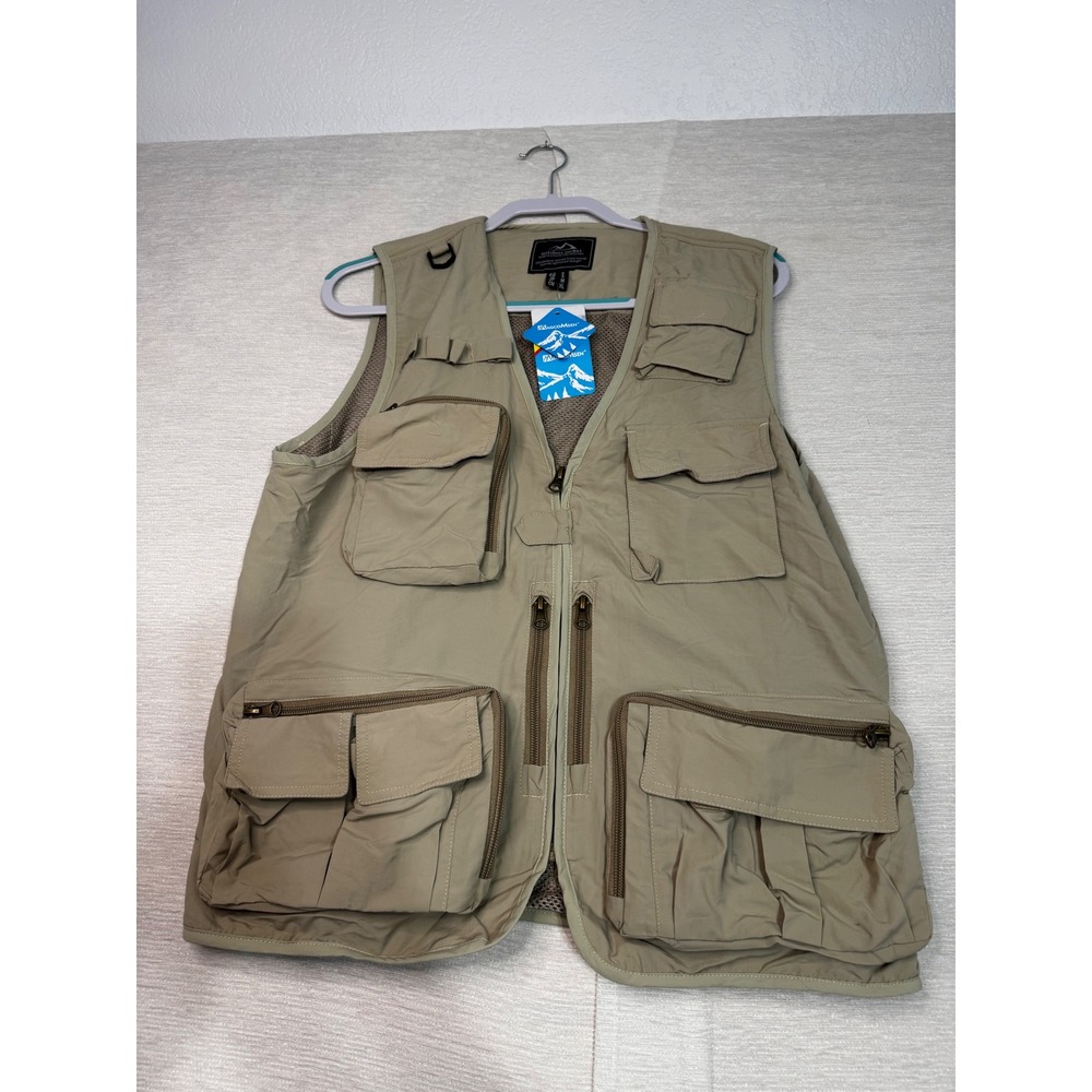 Magcomsen Mens Multi Pocket Utility Vest Khaki Tan Fishing Hiking Photography S